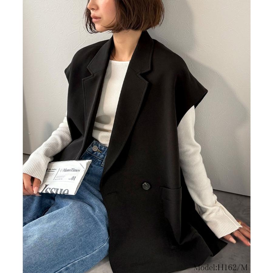 【 クラシカルエルフ classical elf 】 ベスト レディース 上品 トップス テーラード ダブル ジレベスト セットアップ可能 羽織り レイヤードコーデ ゆるっと | classicalelf | 07