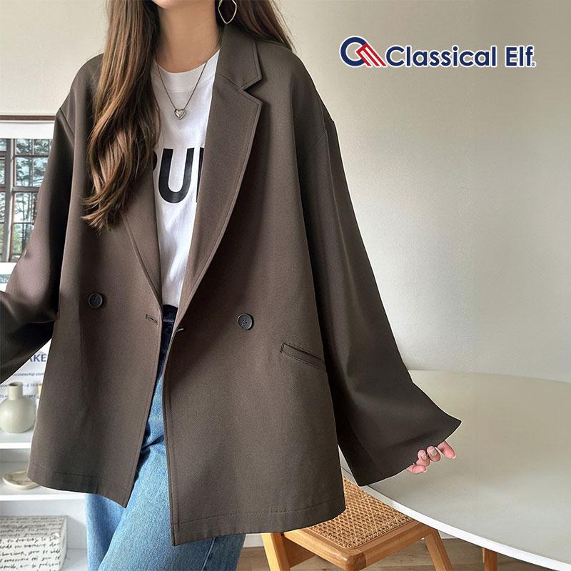 【 クラシカルエルフ classical elf 】アウター レディース 秋 ジャケット レディース テーラードダブルジャケット オーバーサイズ セットアップ可 | classicalelf