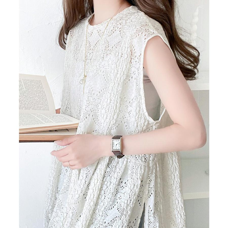 トップス ブラウス レディース ぽこぽこ 立体 レース ティアード ノースリーブ シャツ ペプラム ギャザー フレンチ スリーブ ウエスト 切替 | classicalelf | 05