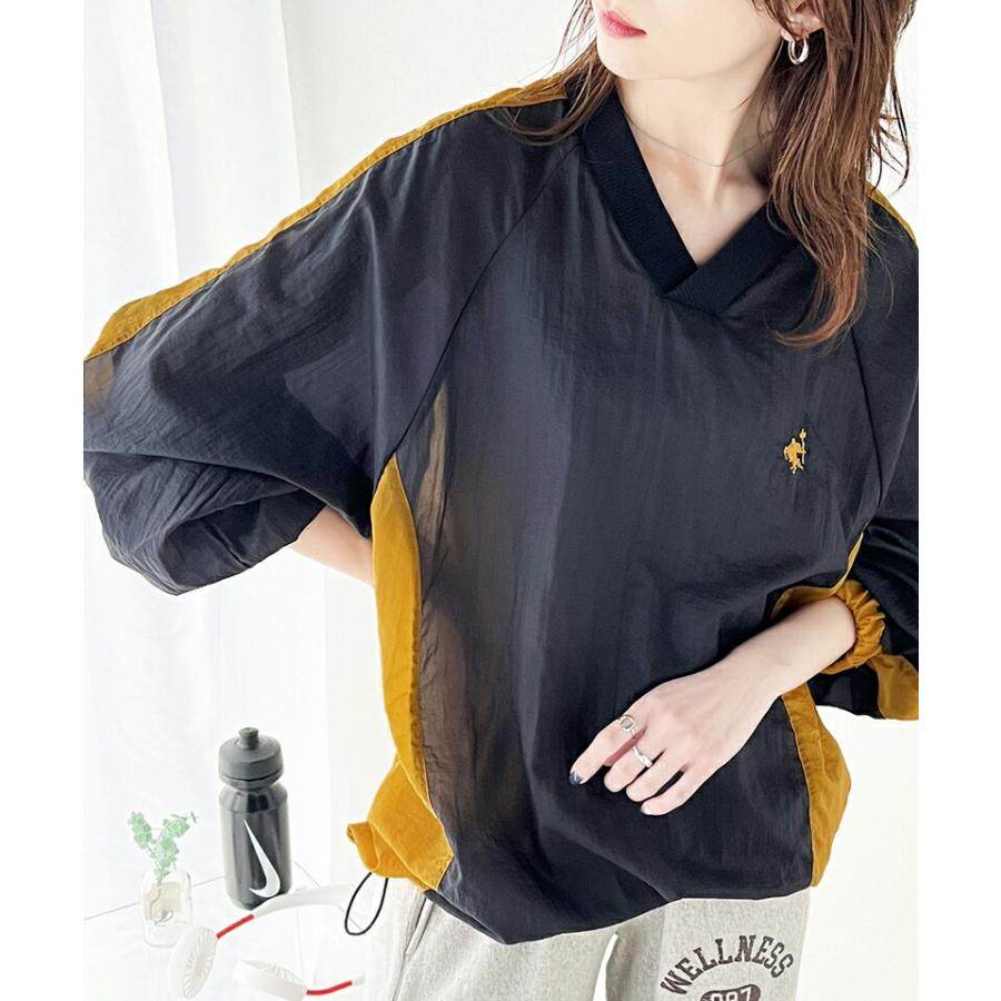 トップス Tシャツ レディース レトロ 配色 胸 刺繍 シアー 速乾性 ナイロン 裾 ドロスト V ネック プルオーバー 男女兼用 ユニセックス メンズ | classicalelf | 11