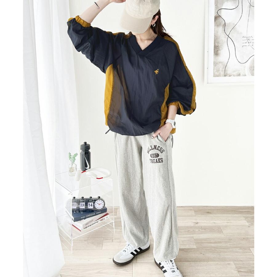 トップス Tシャツ レディース レトロ 配色 胸 刺繍 シアー 速乾性 ナイロン 裾 ドロスト V ネック プルオーバー 男女兼用 ユニセックス メンズ | classicalelf | 12