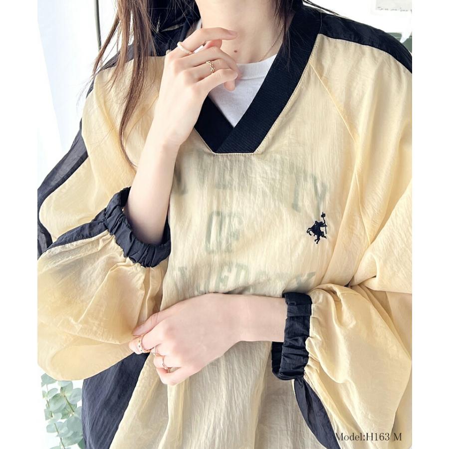 トップス Tシャツ レディース レトロ 配色 胸 刺繍 シアー 速乾性 ナイロン 裾 ドロスト V ネック プルオーバー 男女兼用 ユニセックス メンズ | classicalelf | 06