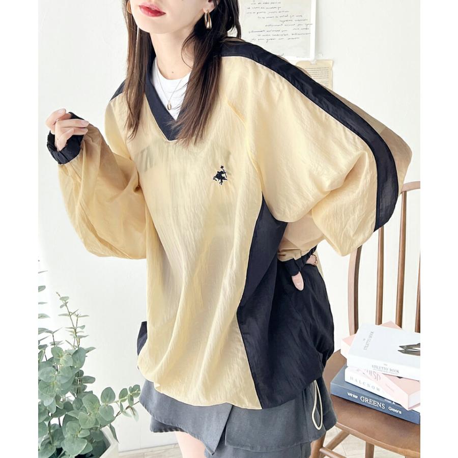 トップス Tシャツ レディース レトロ 配色 胸 刺繍 シアー 速乾性 ナイロン 裾 ドロスト V ネック プルオーバー 男女兼用 ユニセックス メンズ | classicalelf | 07