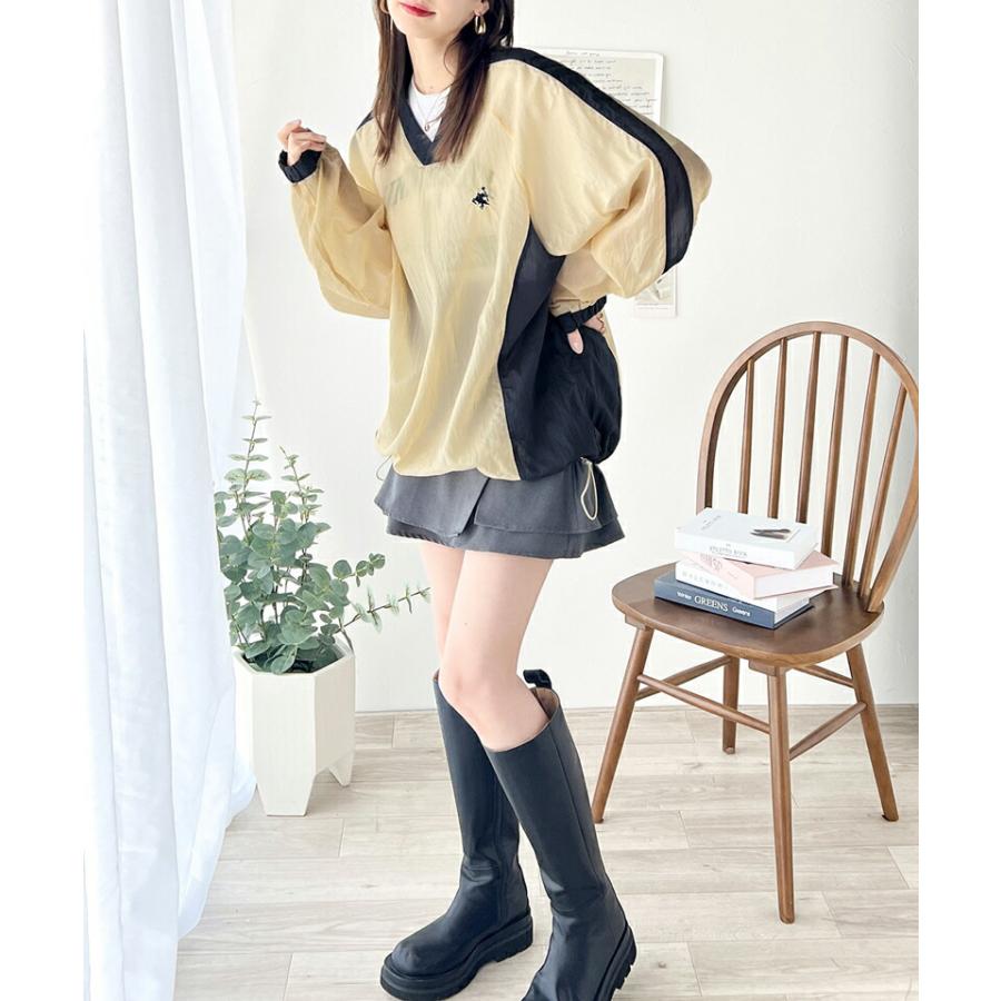 トップス Tシャツ レディース レトロ 配色 胸 刺繍 シアー 速乾性 ナイロン 裾 ドロスト V ネック プルオーバー 男女兼用 ユニセックス メンズ | classicalelf | 08