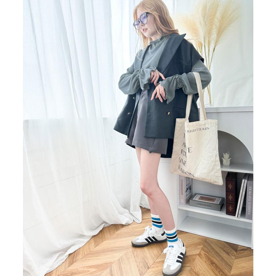 トップス プリーツ レディース カットソー キャンディースリーブ メロー プリーツ ハイネック フリル 光沢感 レイヤード 重ね着 ゆったり | classicalelf | 12