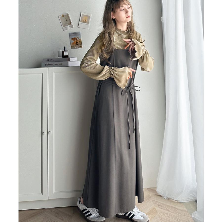 トップス プリーツ レディース カットソー キャンディースリーブ メロー プリーツ ハイネック フリル 光沢感 レイヤード 重ね着 ゆったり | classicalelf | 09