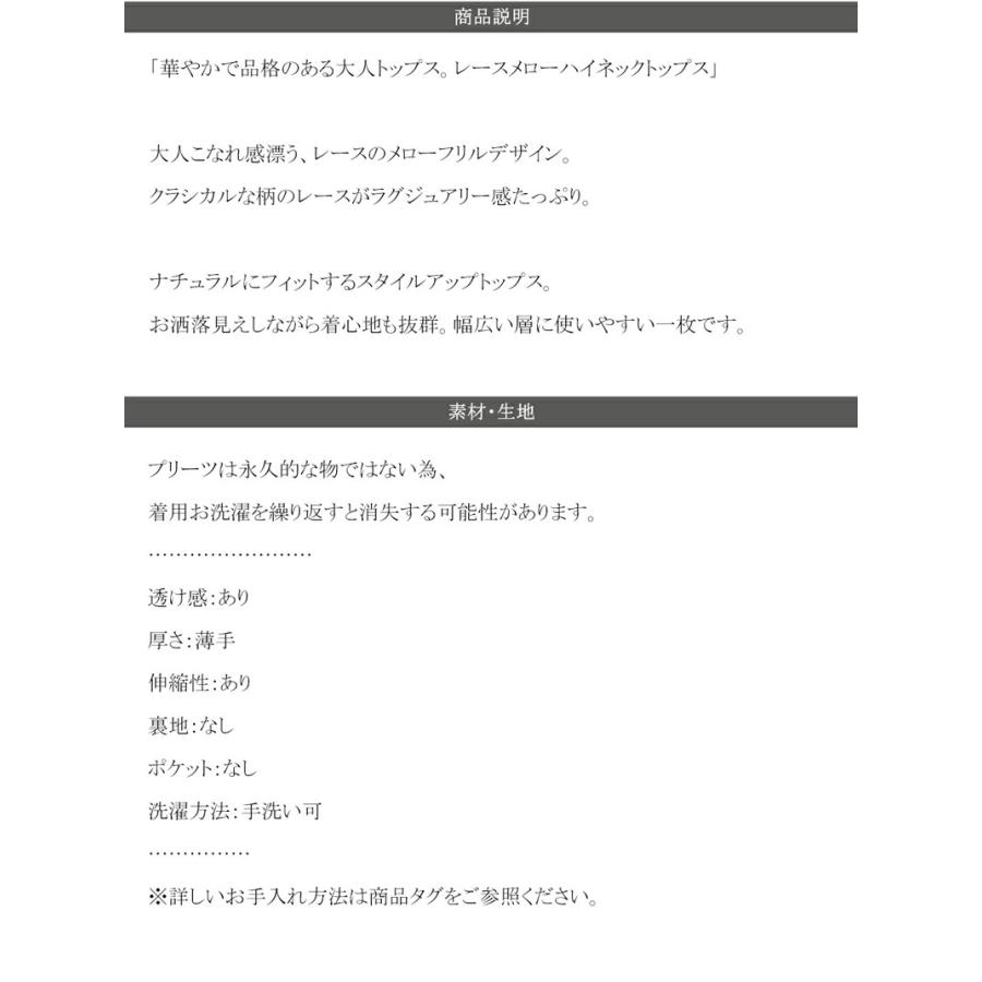 トップス Tシャツ レディース 華やか 薄手 レース プリーツ メロー メロウ ハイネック プルオーバー ボリューム 袖 華奢魅せ レイヤードコーデ | classicalelf | 17