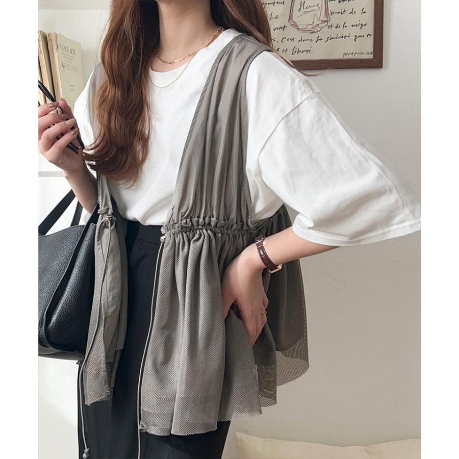 トップス ベスト レディース 異素材 メッシュ 切り替え ウエスト | classicalelf | 11