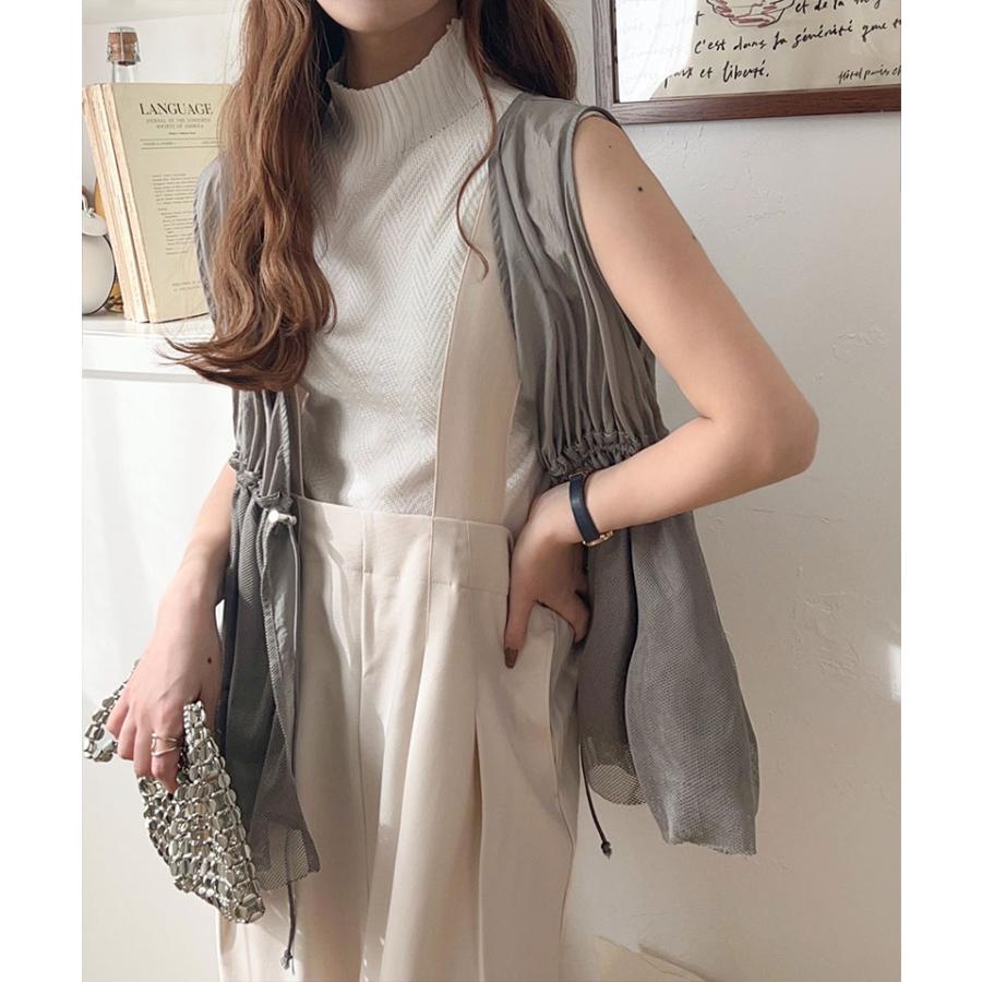 トップス ベスト レディース 異素材 メッシュ 切り替え ウエスト | classicalelf | 14