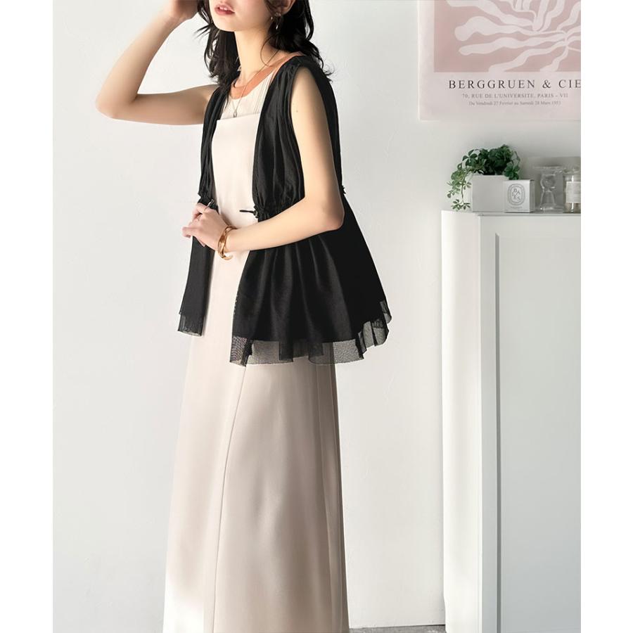 トップス ベスト レディース 異素材 メッシュ 切り替え ウエスト | classicalelf | 07