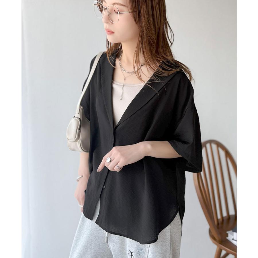 【 クラシカルエルフ classical elf 】 シャツ レディース 半袖 襟 トップス ヴィンテージ ライク シアーシャツ 開襟 ブラウス 半袖 ゆるっと | classicalelf | 10