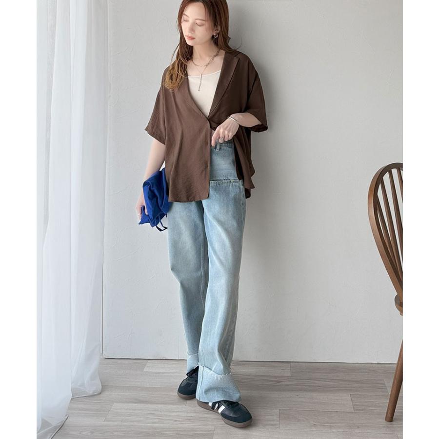 【 クラシカルエルフ classical elf 】 シャツ レディース 半袖 襟 トップス ヴィンテージ ライク シアーシャツ 開襟 ブラウス 半袖 ゆるっと | classicalelf | 14