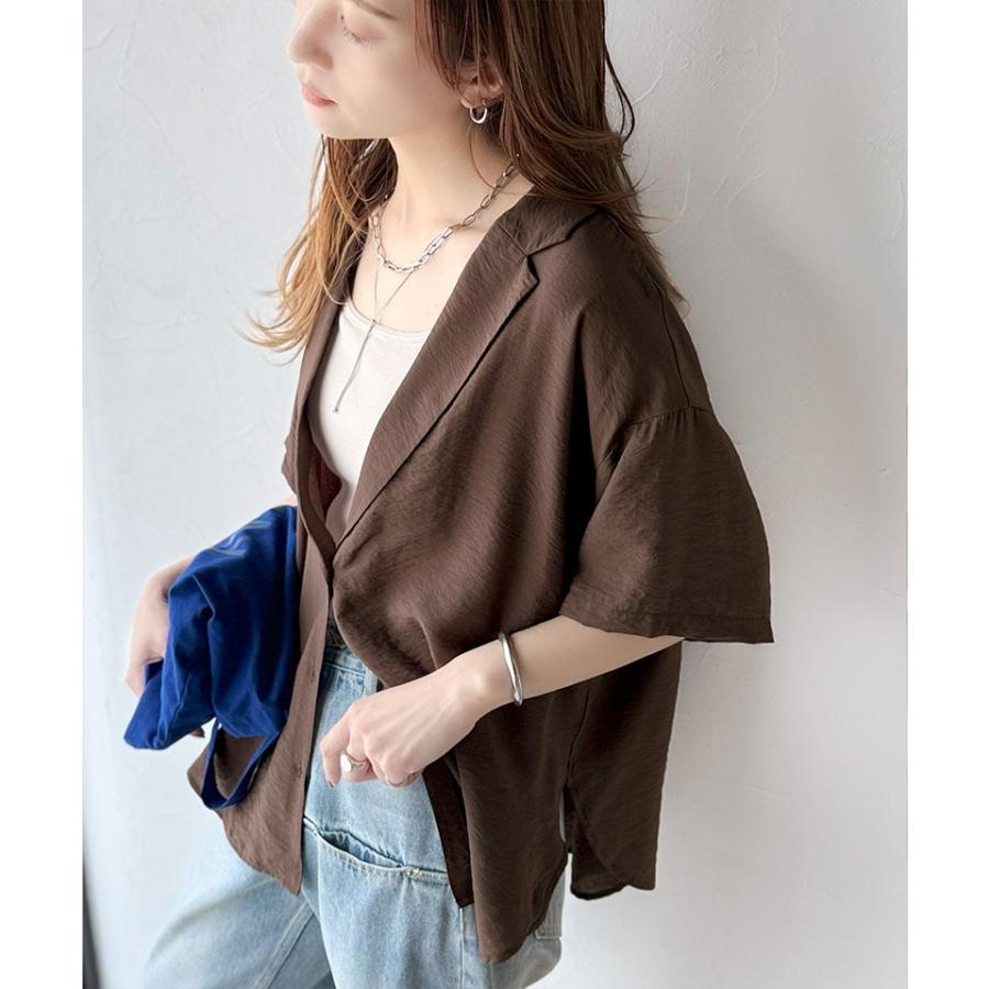 【 クラシカルエルフ classical elf 】 シャツ レディース 半袖 襟 トップス ヴィンテージ ライク シアーシャツ 開襟 ブラウス 半袖 ゆるっと | classicalelf | 15