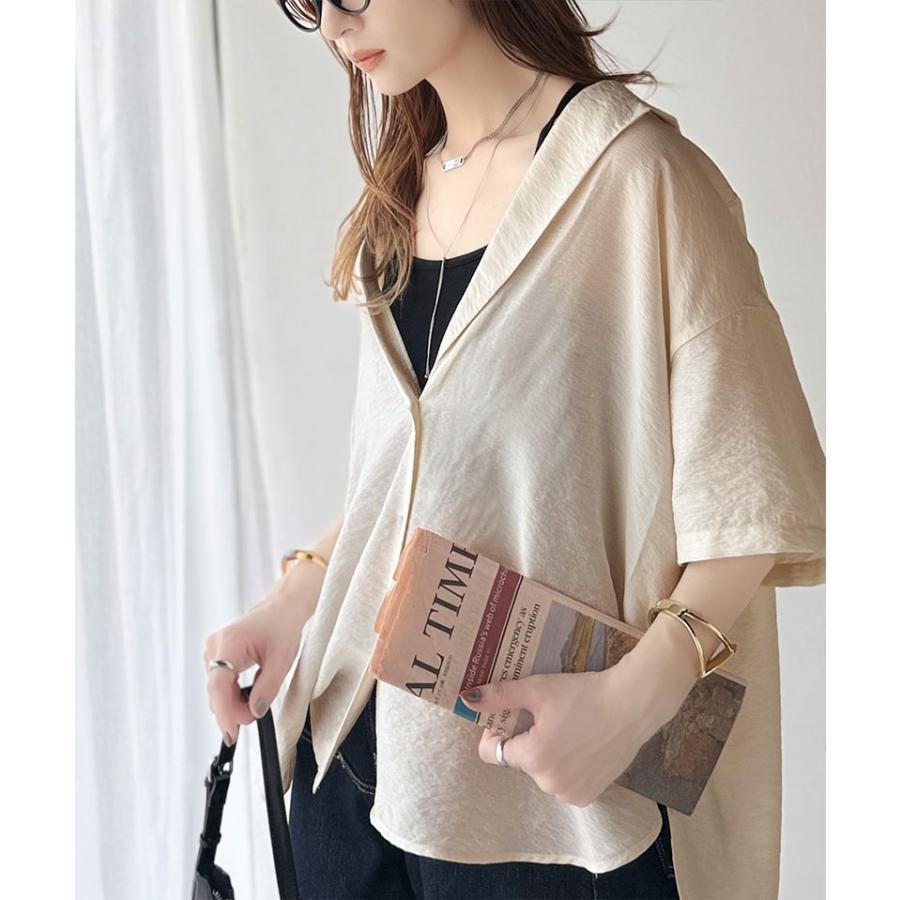 【 クラシカルエルフ classical elf 】 シャツ レディース 半袖 襟 トップス ヴィンテージ ライク シアーシャツ 開襟 ブラウス 半袖 ゆるっと | classicalelf | 03