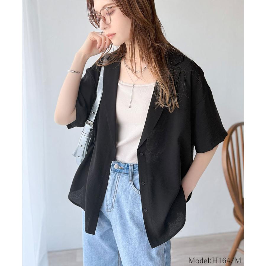 【 クラシカルエルフ classical elf 】 シャツ レディース 半袖 襟 トップス ヴィンテージ ライク シアーシャツ 開襟 ブラウス 半袖 ゆるっと | classicalelf | 07