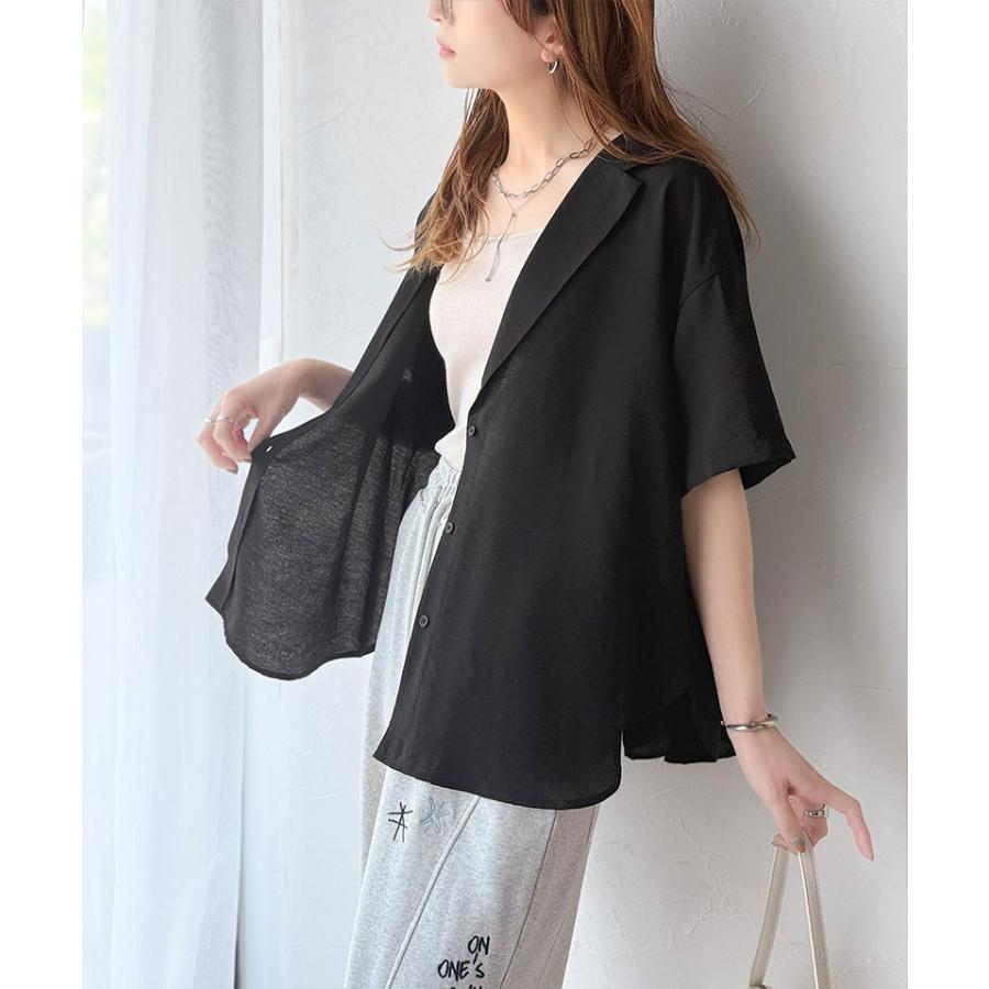 【 クラシカルエルフ classical elf 】 シャツ レディース 半袖 襟 トップス ヴィンテージ ライク シアーシャツ 開襟 ブラウス 半袖 ゆるっと | classicalelf | 08