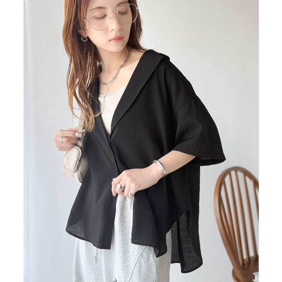 【 クラシカルエルフ classical elf 】 シャツ レディース 半袖 襟 トップス ヴィンテージ ライク シアーシャツ 開襟 ブラウス 半袖 ゆるっと | classicalelf | 09