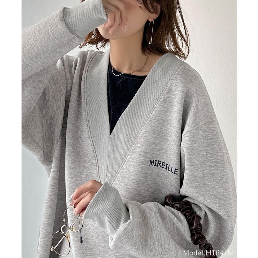 【 クラシカルエルフ classical elf 】スウェット レディース トップス 抜け感 深め V ネック 胸 刺繍 ダンボール ニットトップス 長袖 オーバーサイズ | classicalelf | 02