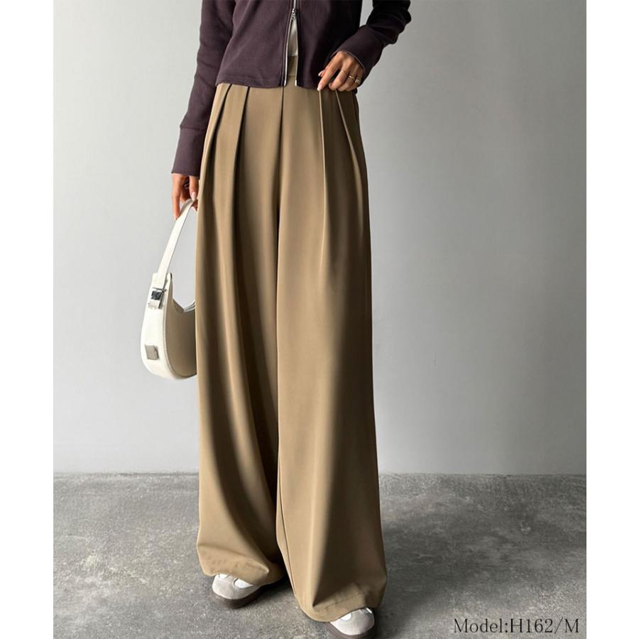 【 クラシカルエルフ classical elf 】ワイドパンツ レディース きれいめ ボトムス パンツ レディース 上品見え とろみ 素材 フロント 2タック スラックス | classicalelf | 12