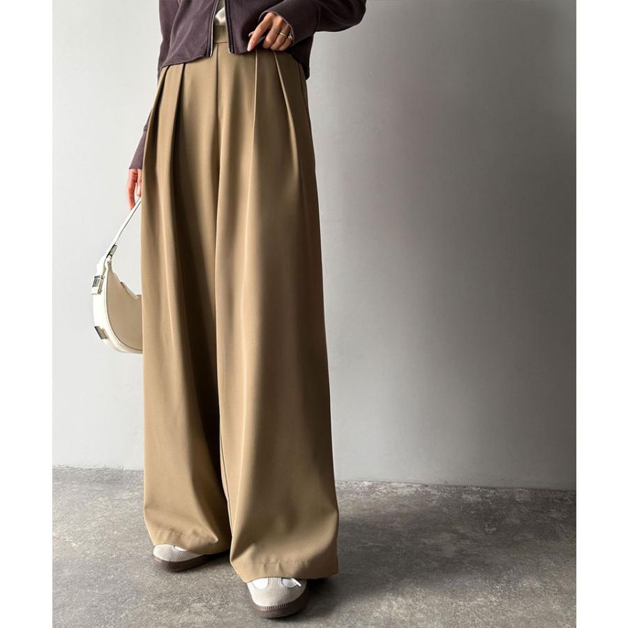 【 クラシカルエルフ classical elf 】ワイドパンツ レディース きれいめ ボトムス パンツ レディース 上品見え とろみ 素材 フロント 2タック スラックス | classicalelf | 13