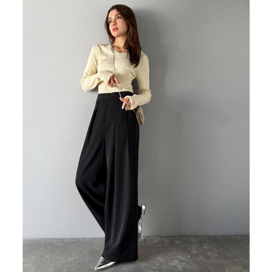 【 クラシカルエルフ classical elf 】ワイドパンツ レディース きれいめ ボトムス パンツ レディース 上品見え とろみ 素材 フロント 2タック スラックス | classicalelf | 04