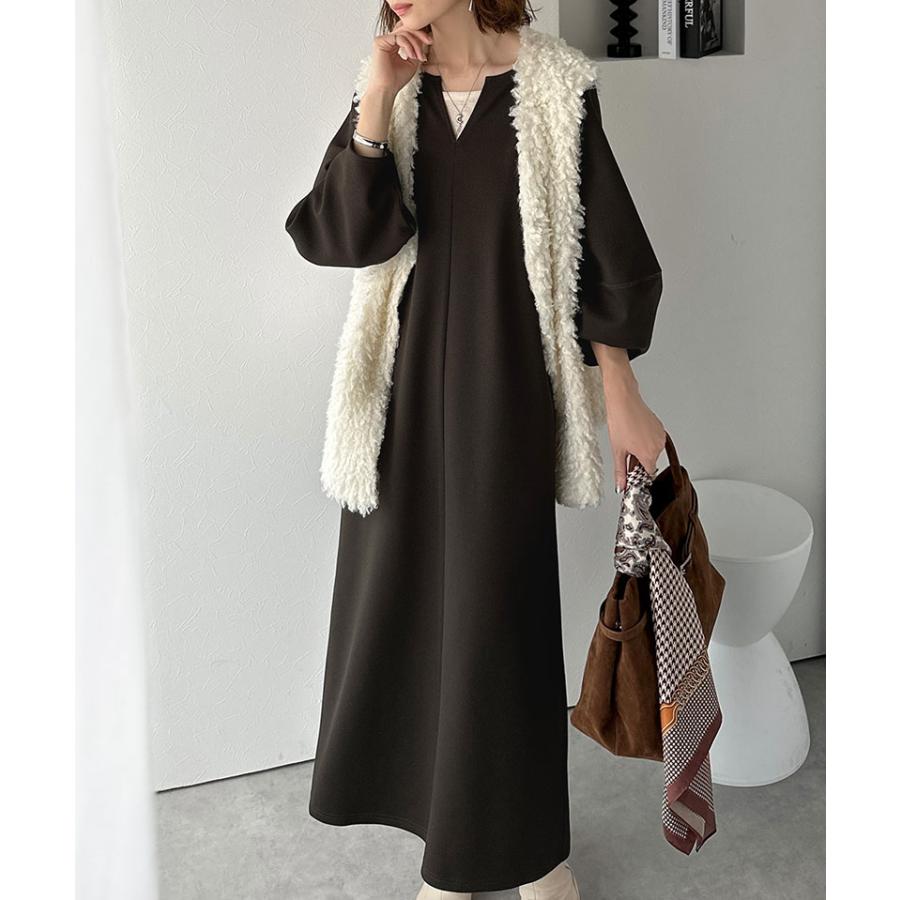 【 クラシカルエルフ classical elf 】ワンピース 秋冬 きれいめ レディース ランタンスリーブ キーネック 清楚 フェミニン 上品 シンプル ふんわり袖 | classicalelf | 12