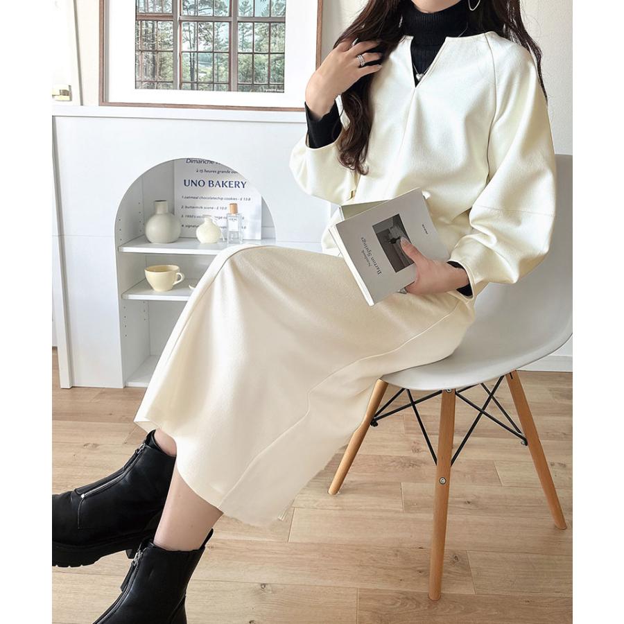 【 クラシカルエルフ classical elf 】ワンピース 秋冬 きれいめ レディース ランタンスリーブ キーネック 清楚 フェミニン 上品 シンプル ふんわり袖 | classicalelf | 06