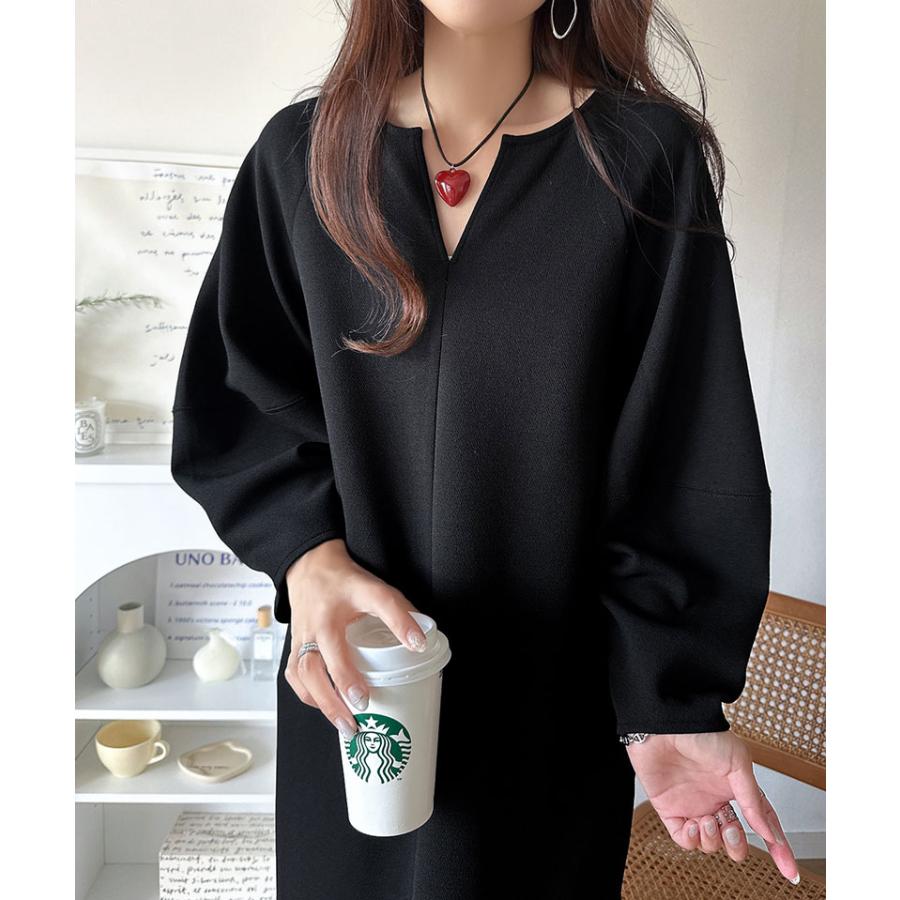 【 クラシカルエルフ classical elf 】ワンピース 秋冬 きれいめ レディース ランタンスリーブ キーネック 清楚 フェミニン 上品 シンプル ふんわり袖 | classicalelf | 09