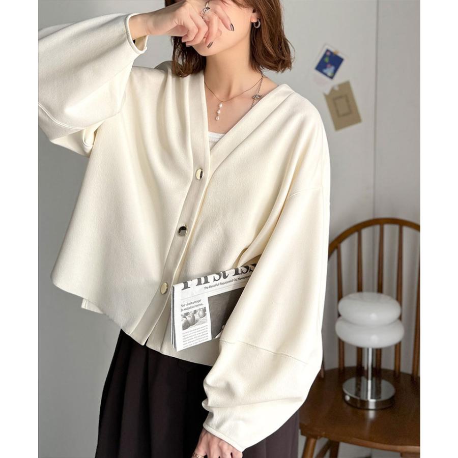 【 クラシカルエルフ classical elf 】カーディガン レディース 秋 トップス ランタンスリーブ ゴールド ボタン V ネック カーデ 羽織り オーバーサイ | classicalelf | 03