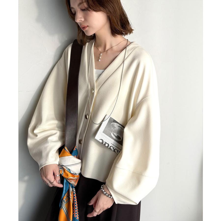 【 クラシカルエルフ classical elf 】カーディガン レディース 秋 トップス ランタンスリーブ ゴールド ボタン V ネック カーデ 羽織り オーバーサイ | classicalelf | 04