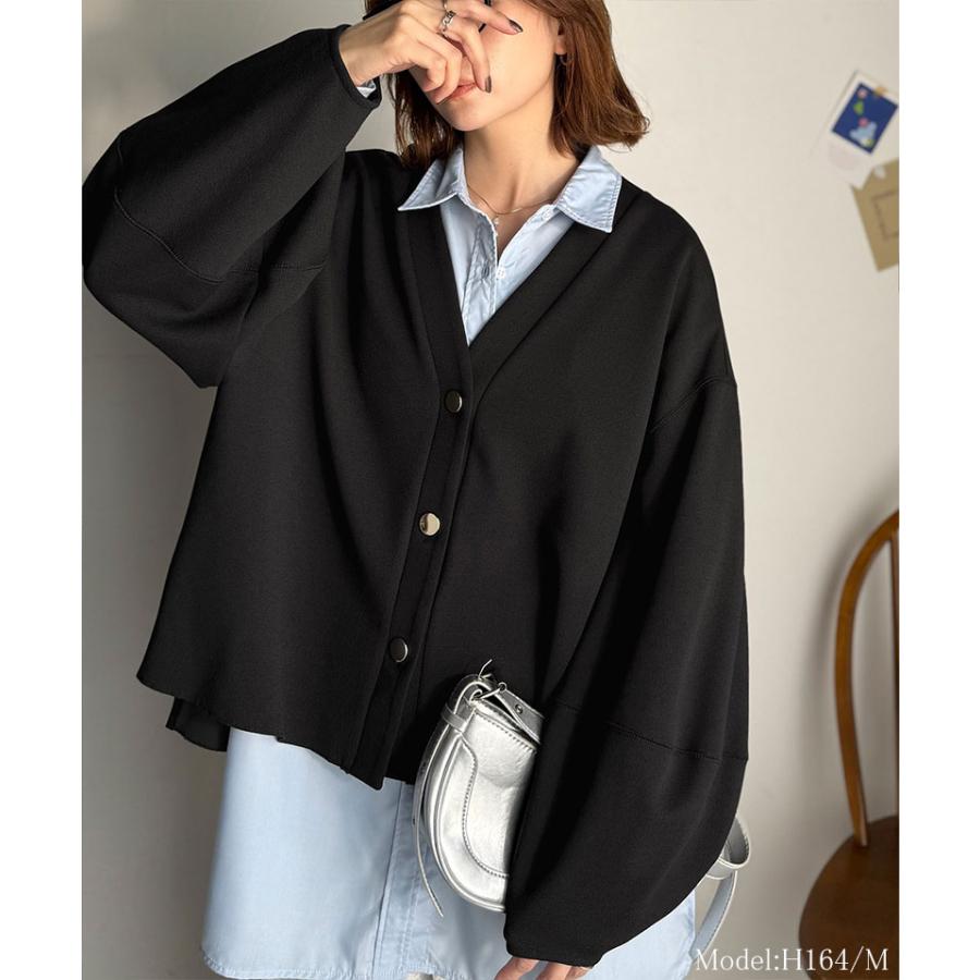 【 クラシカルエルフ classical elf 】カーディガン レディース 秋 トップス ランタンスリーブ ゴールド ボタン V ネック カーデ 羽織り オーバーサイ | classicalelf | 06