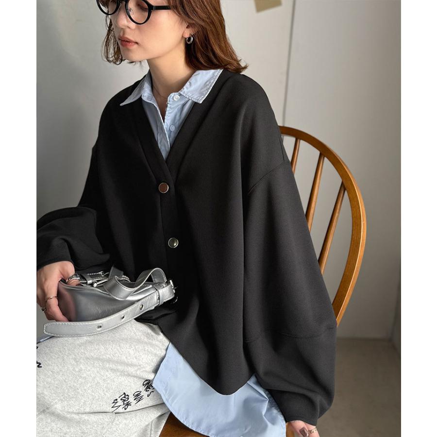 【 クラシカルエルフ classical elf 】カーディガン レディース 秋 トップス ランタンスリーブ ゴールド ボタン V ネック カーデ 羽織り オーバーサイ | classicalelf | 07