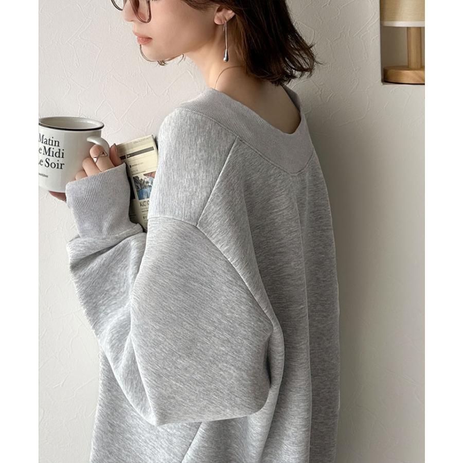 【 クラシカルエルフ classical elf 】スウェット レディース トップス リブ 切替 V ネック ダンボール カットソー 長袖 オーバーサイズ 大きいサイズ | classicalelf | 04