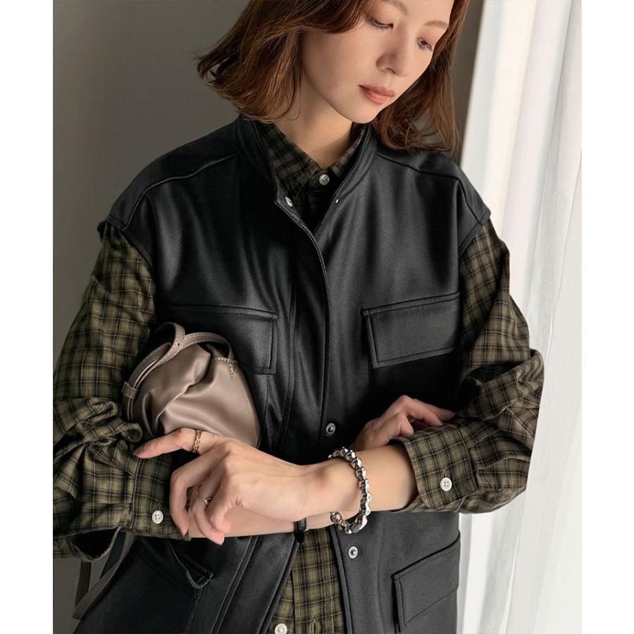 【 クラシカルエルフ classical elf 】ベスト レディース 秋冬 トップス 羽織るだけでモードな存在感 BIG ポケット レザー風 加工 スエード | classicalelf | 15