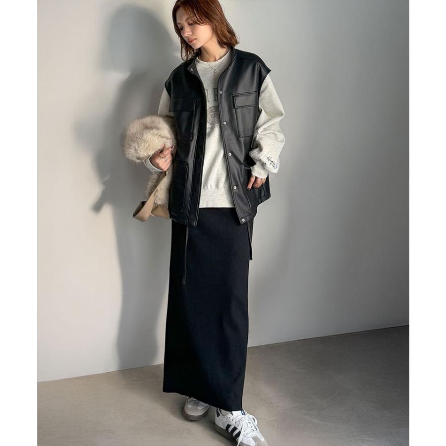 【 クラシカルエルフ classical elf 】ベスト レディース 秋冬 トップス 羽織るだけでモードな存在感 BIG ポケット レザー風 加工 スエード | classicalelf | 07