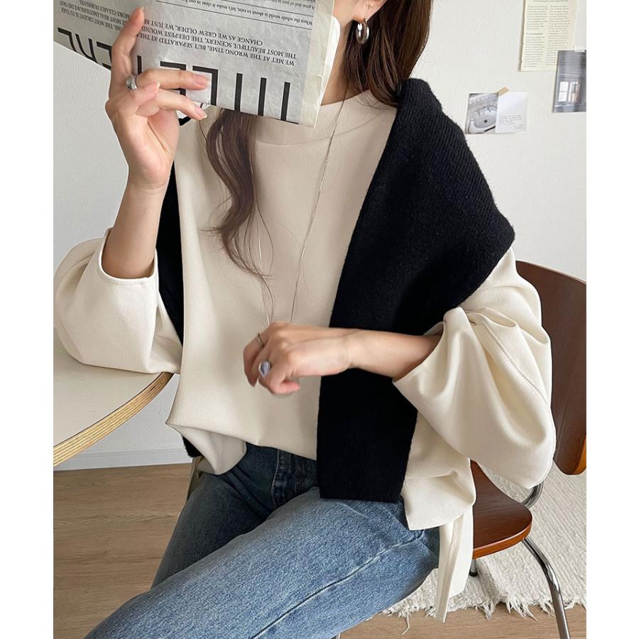 【 クラシカルエルフ classical elf 】トップス レディース きれいめ 長袖 Tシャツ ゆったり シルエット ランタン スリーブ カットジョーゼット | classicalelf | 04