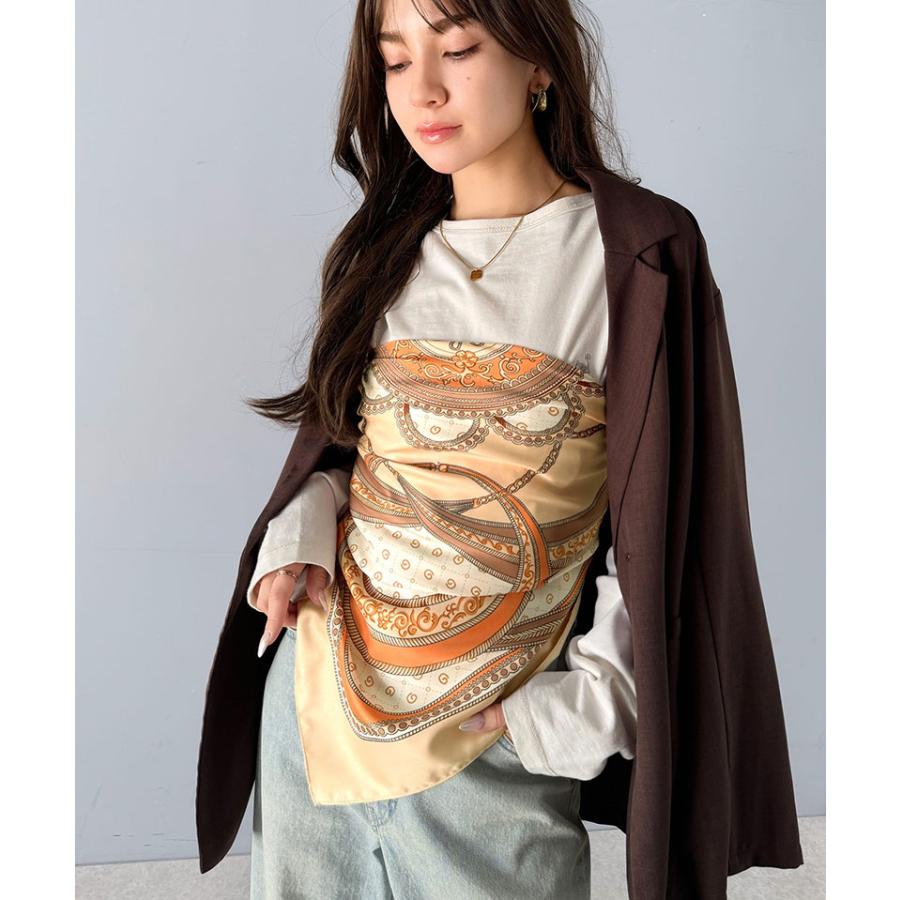 雑貨 スカーフ レディース 上品カワイイ 90cm × 90cm パネル 柄 シルク ライク 大判スカーフ マルチ ストール オールシーズン レイヤードコーデ | classicalelf | 10