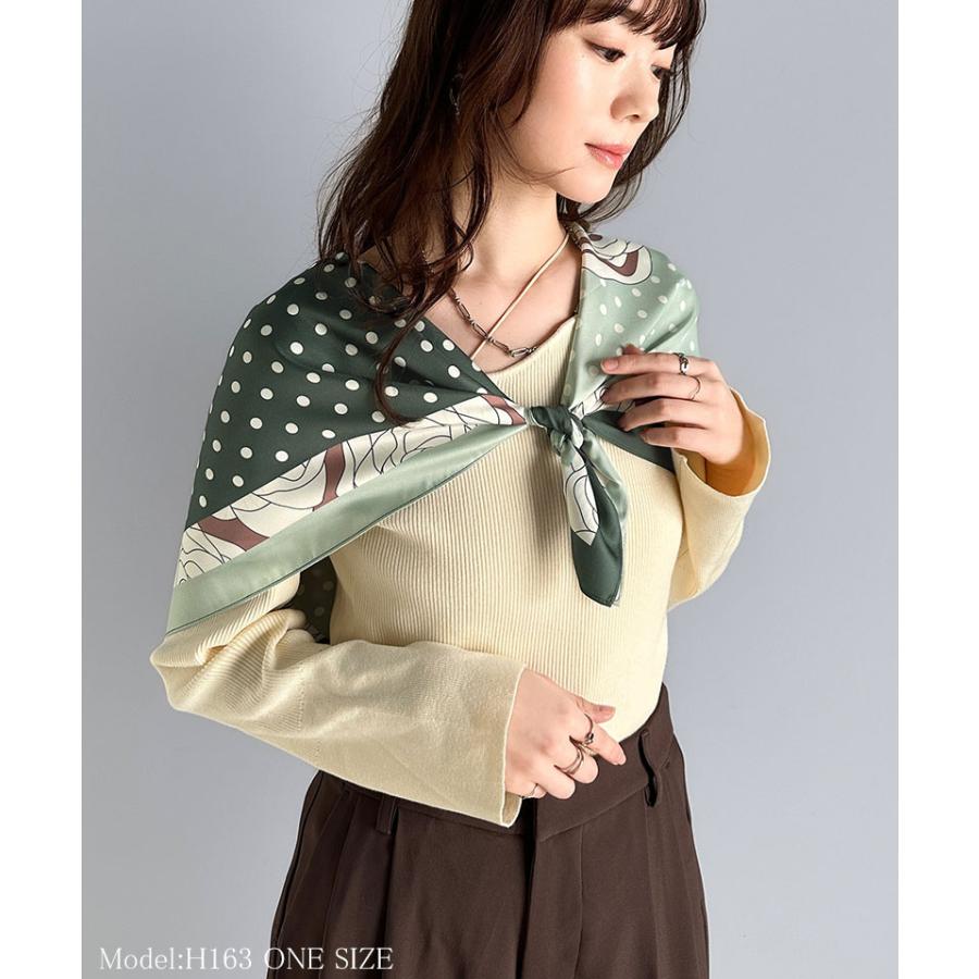 雑貨 スカーフ レディース 上品カワイイ 90cm × 90cm パネル 柄 シルク ライク 大判スカーフ マルチ ストール オールシーズン レイヤードコーデ | classicalelf | 11