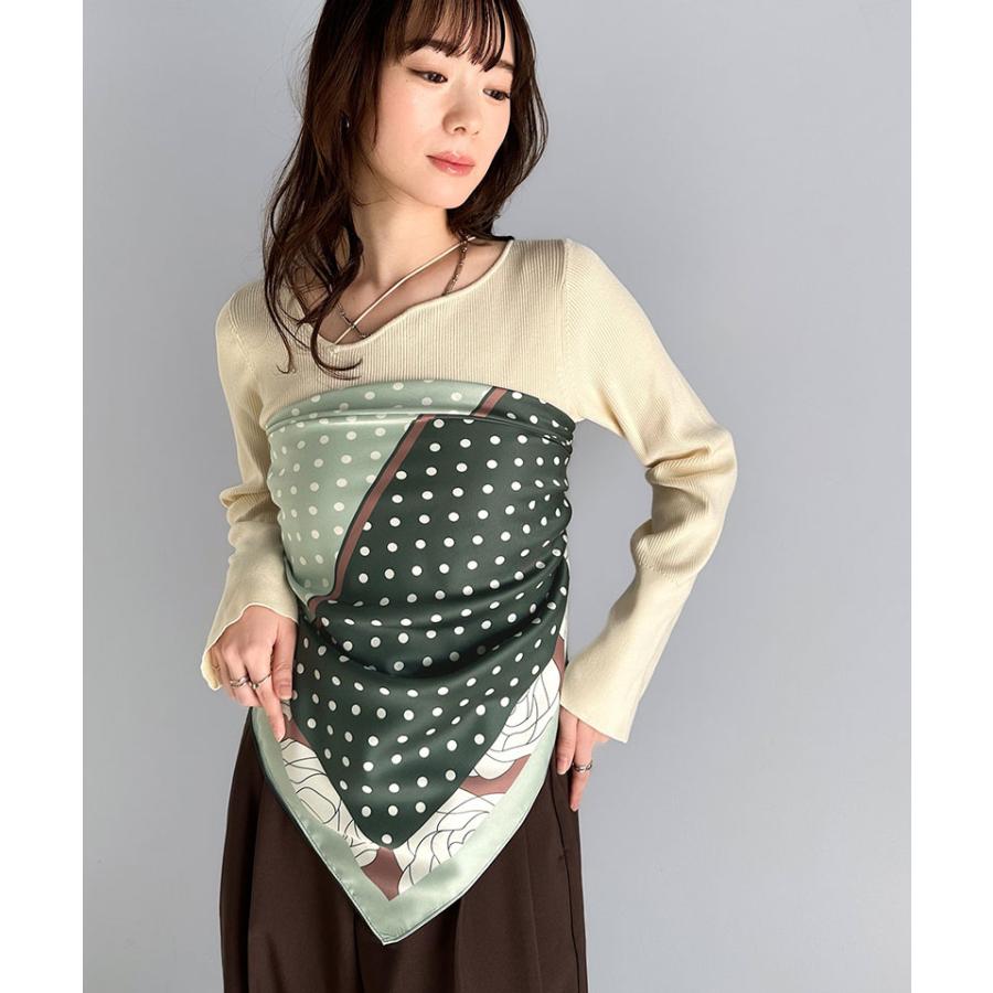 雑貨 スカーフ レディース 上品カワイイ 90cm × 90cm パネル 柄 シルク ライク 大判スカーフ マルチ ストール オールシーズン レイヤードコーデ | classicalelf | 13