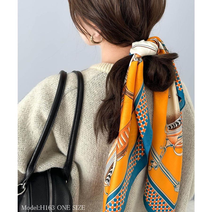 雑貨 スカーフ レディース 上品カワイイ 90cm × 90cm パネル 柄 シルク ライク 大判スカーフ マルチ ストール オールシーズン レイヤードコーデ | classicalelf | 14