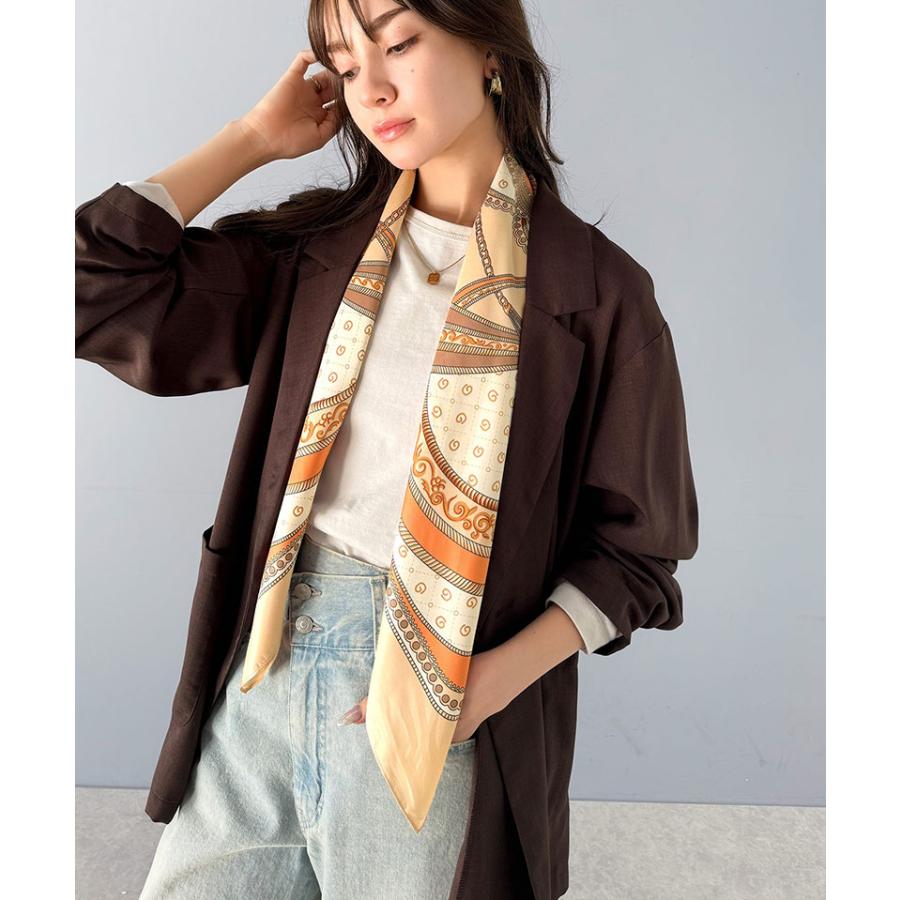 雑貨 スカーフ レディース 上品カワイイ 90cm × 90cm パネル 柄 シルク ライク 大判スカーフ マルチ ストール オールシーズン レイヤードコーデ | classicalelf | 09