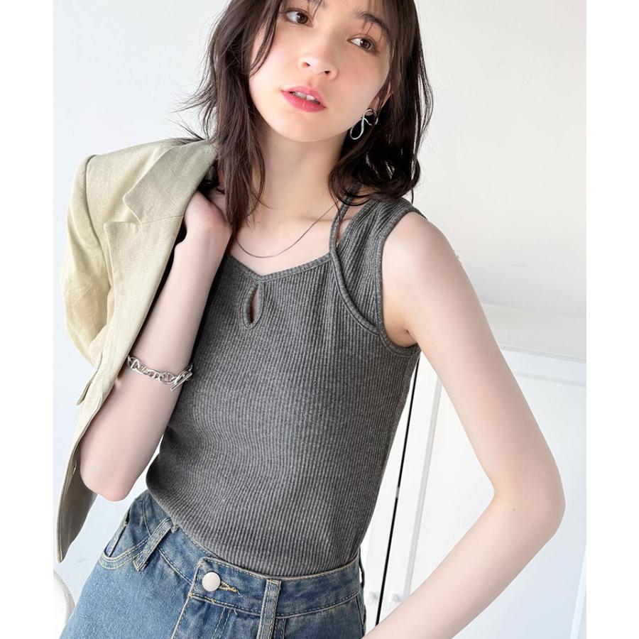 トップス タンクトップ レディース テレコリブ素材 お洒落映え カジュアル キレイめ 華奢見え やわらかい コットンミックス 上品 インナー ストレスフリー | classicalelf | 12