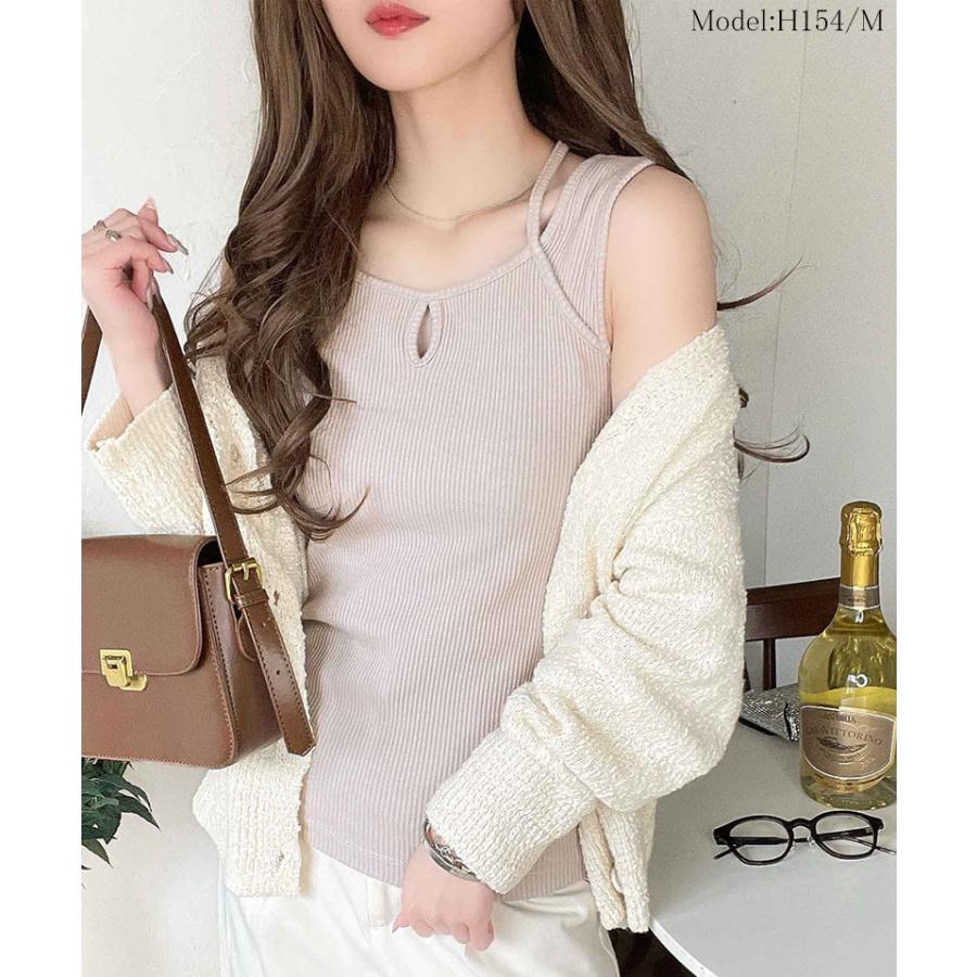 トップス タンクトップ レディース テレコリブ素材 お洒落映え カジュアル キレイめ 華奢見え やわらかい コットンミックス 上品 インナー ストレスフリー | classicalelf | 13