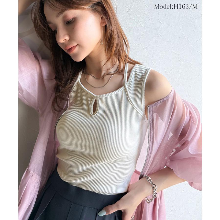 トップス タンクトップ レディース テレコリブ素材 お洒落映え カジュアル キレイめ 華奢見え やわらかい コットンミックス 上品 インナー ストレスフリー | classicalelf | 02