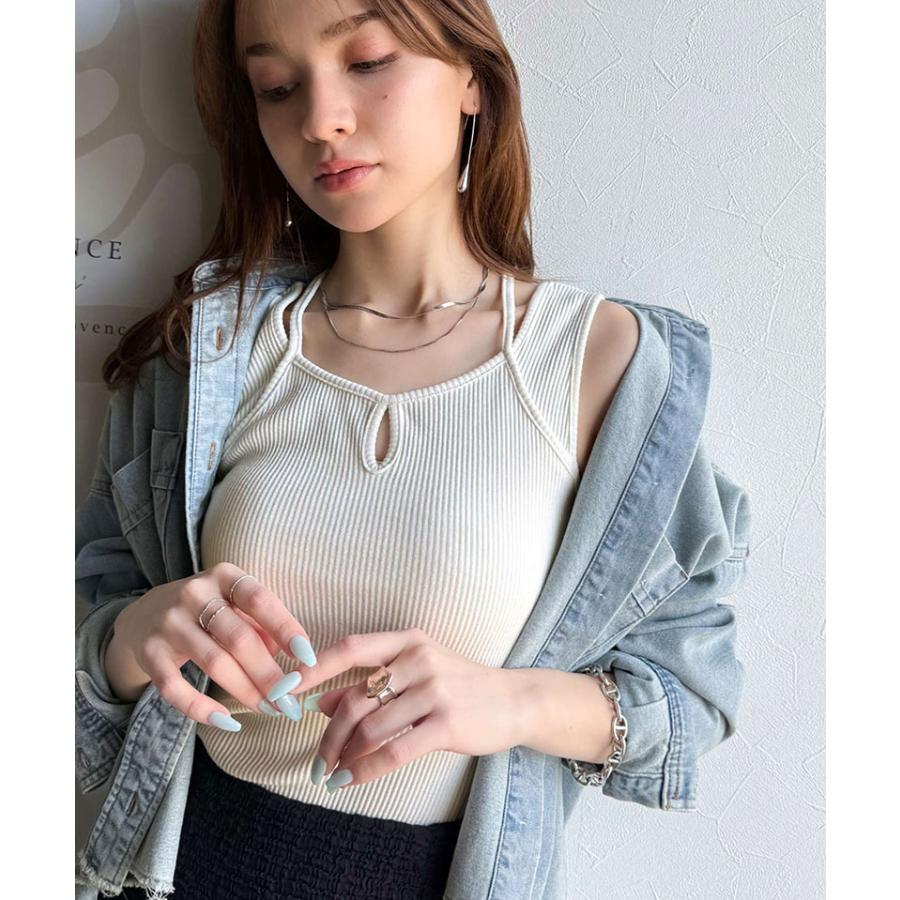 トップス タンクトップ レディース テレコリブ素材 お洒落映え カジュアル キレイめ 華奢見え やわらかい コットンミックス 上品 インナー ストレスフリー | classicalelf | 05