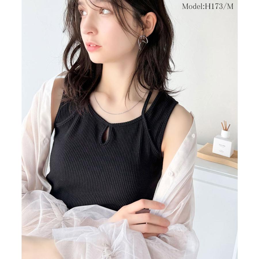 トップス タンクトップ レディース テレコリブ素材 お洒落映え カジュアル キレイめ 華奢見え やわらかい コットンミックス 上品 インナー ストレスフリー | classicalelf | 06