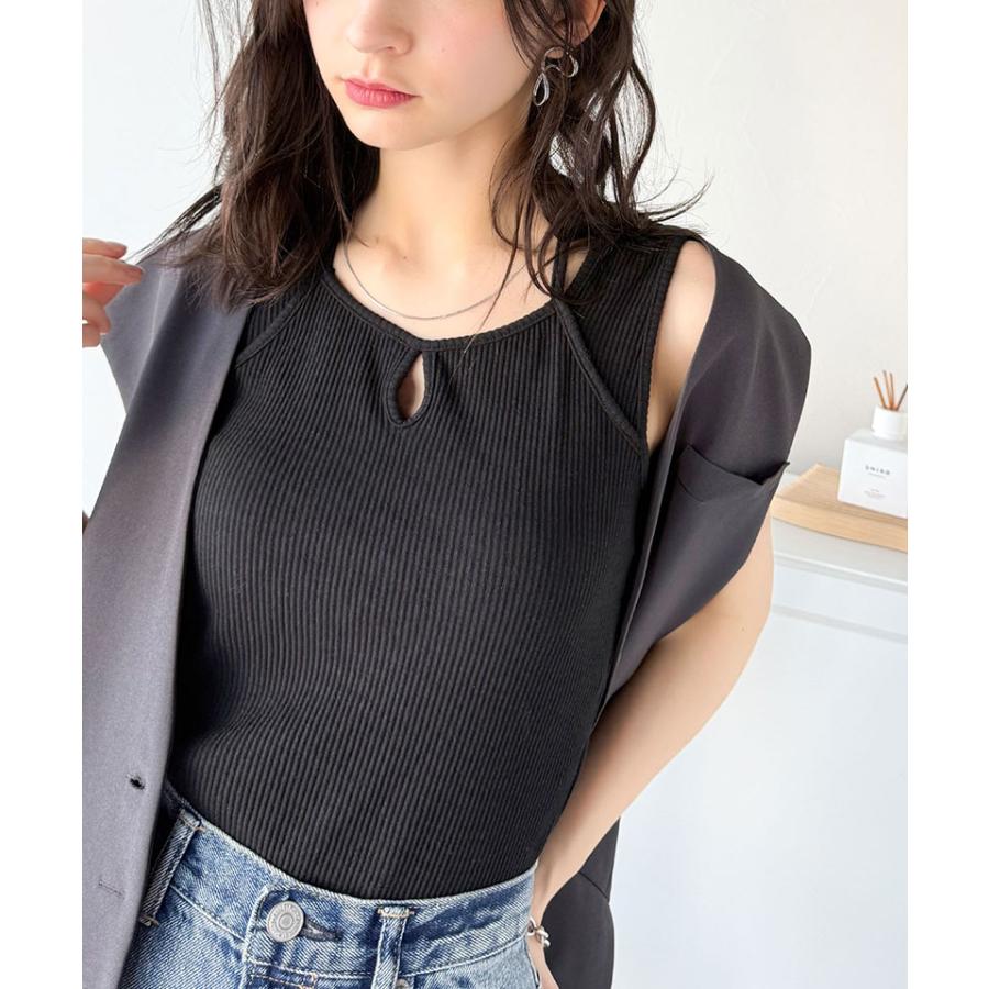 トップス タンクトップ レディース テレコリブ素材 お洒落映え カジュアル キレイめ 華奢見え やわらかい コットンミックス 上品 インナー ストレスフリー | classicalelf | 08