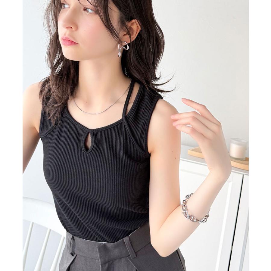 トップス タンクトップ レディース テレコリブ素材 お洒落映え カジュアル キレイめ 華奢見え やわらかい コットンミックス 上品 インナー ストレスフリー | classicalelf | 09