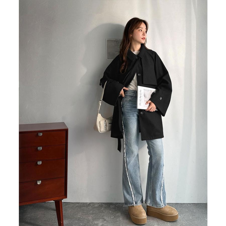 【 クラシカルエルフ classical elf 】 アウター レディース 秋 ジャケット 着こなし 自在 2way ステンカラー ミドル丈 アレンジ コート ゆるっと | classicalelf | 06