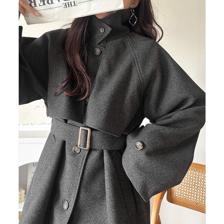 【 クラシカルエルフ classical elf 】 アウター レディース 秋 ジャケット 着こなし 自在 2way ステンカラー ミドル丈 アレンジ コート ゆるっと | classicalelf | 09